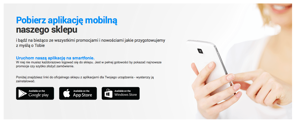 Zachęta do pobrania aplikacji mobilnej sklepu