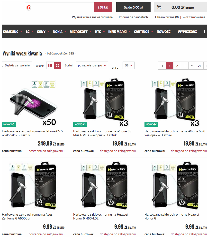 Wuszukiwanie 1 znaku po zmianie - Wyszukiwarka IAI-Shop.com