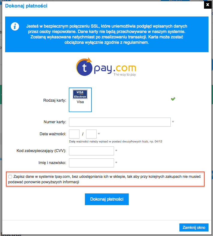 Płatności on-site w IAI-Shop.com - tpay.com