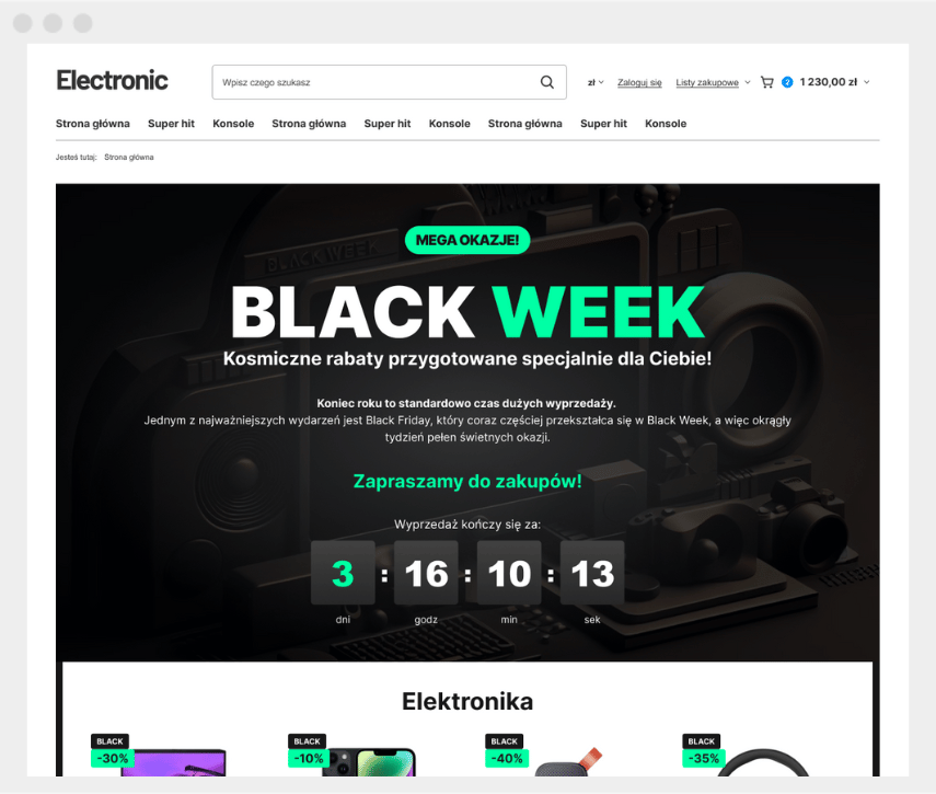 Dedykowany landing na black week 2023