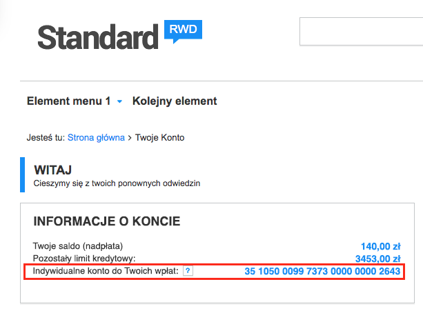Indywidualny numer konta klienta dla BankingPro w sklepie internetowym