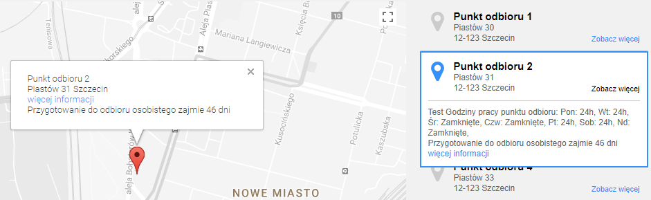 Wybór punktu odbioru
