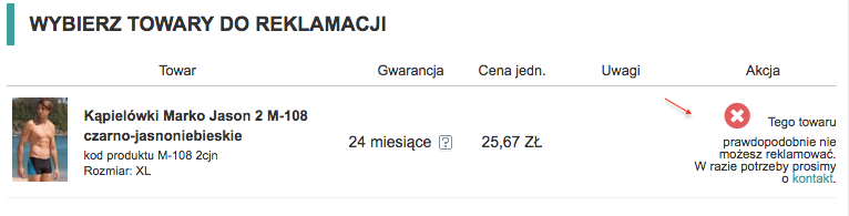 Towar nieobjęty gwarancją 