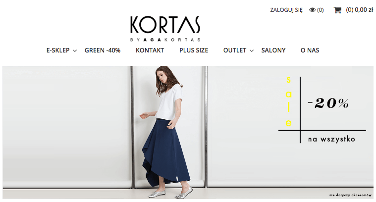top strony głownej sklepu Kortas.pl
