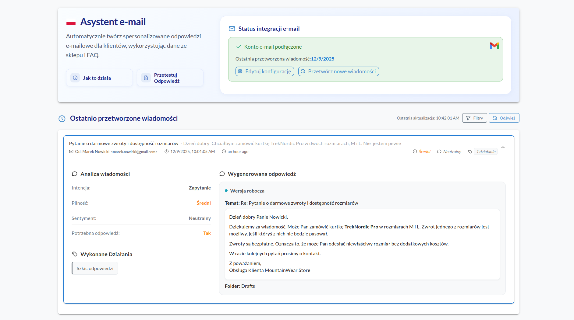 Sensbot email assistant