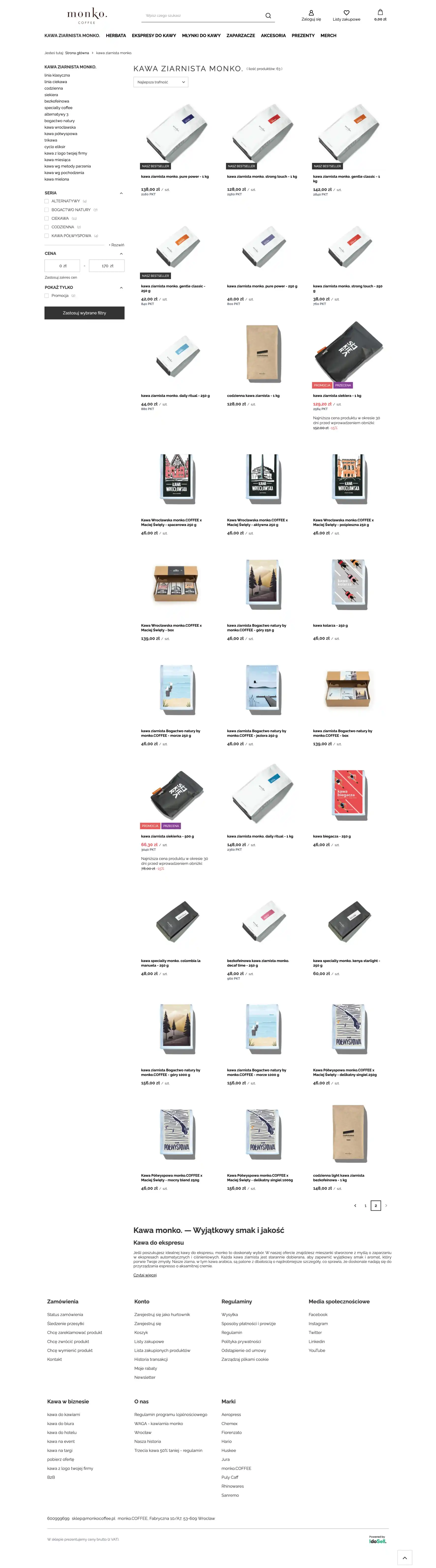 MonkoCoffee.pl Lista towarów