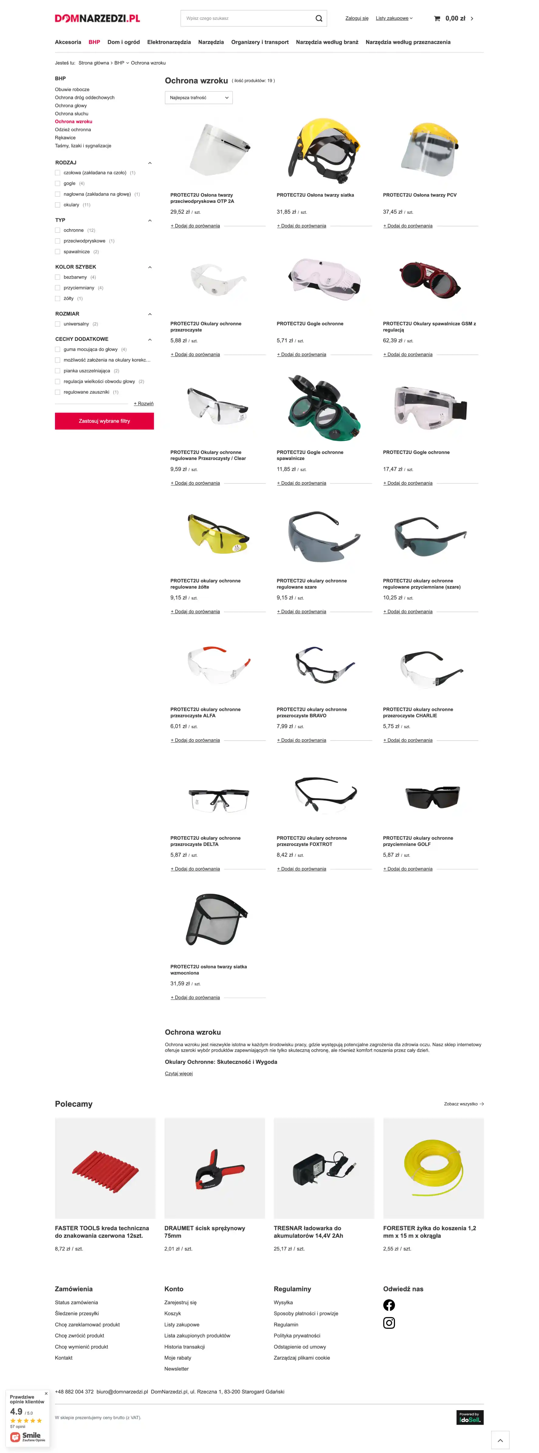 domnarzedzi.pl Lista towarów