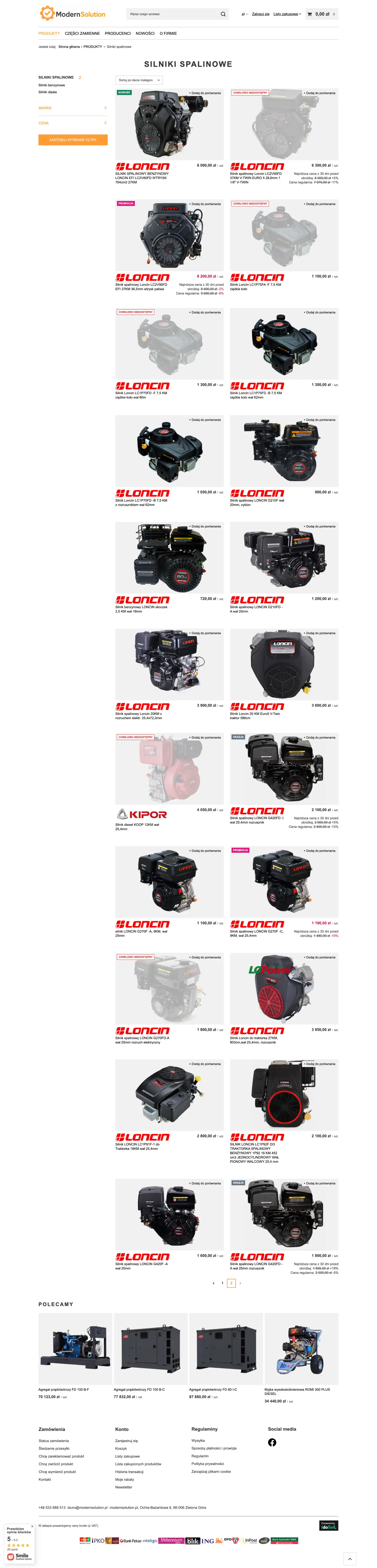 modernsolution.pl Lista towarów