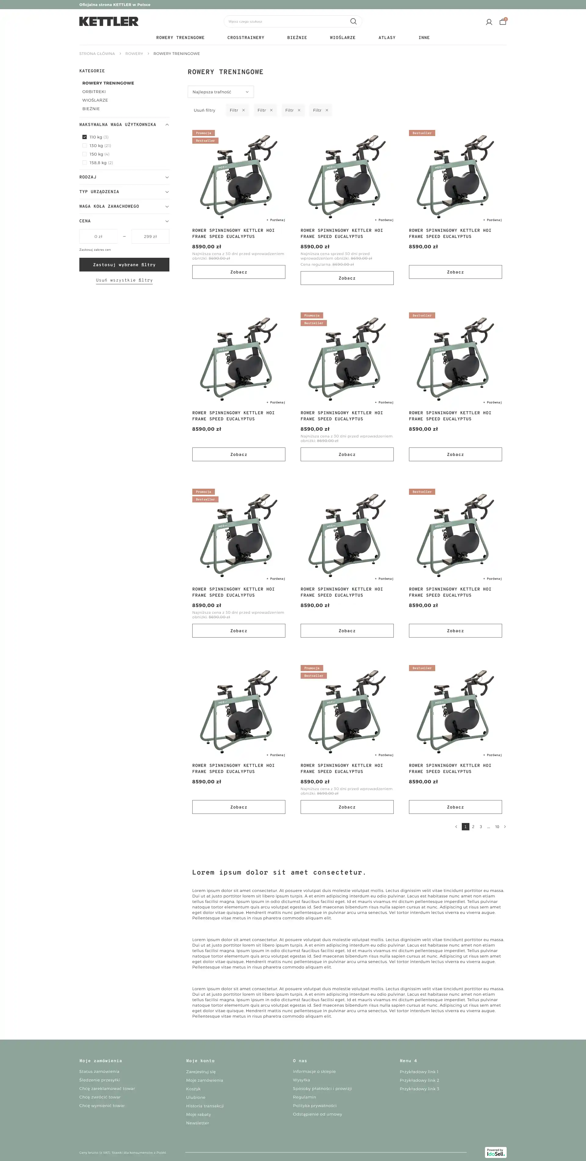 kettlersport.pl Lista towarów