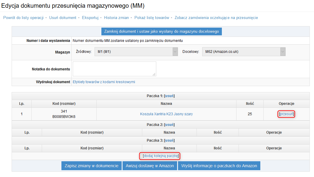 podział dostawy na paczki - Integracja, Amazon FBA, IdoSell, Fulfillment