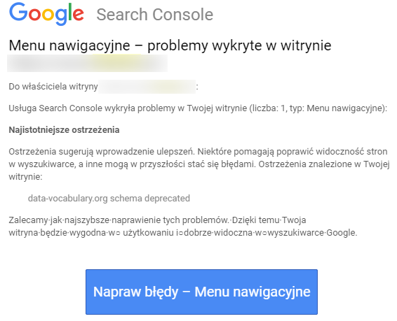Ostrzeżenie od Google przy stosowaniu data-vocabulary.org