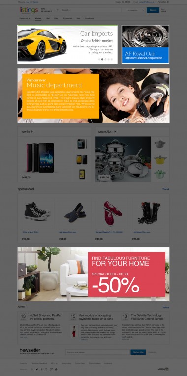 eBay shop front has 4 banner zones which enable easy product promotion or informing the clients about current special offers