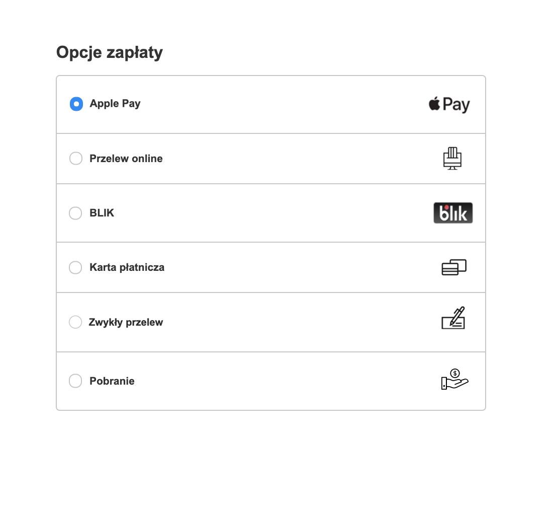 Apple Pay na liście płatności - Apple Pay na liście płatności