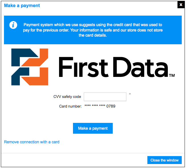 First Data payment - one-click checkout