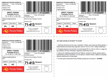 Przesyłki zwrotne Pocztą Polską z IAI - etykiety adresowe wraz z instrukcją do wydrukowania przez klienta