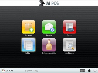 Pic. 0 - Ekran główny IAI POS 2.0 Jak widać pojawiły się 2 nowe przyciski. Jeden odpowiada za wystawianie faktur vat, drugi w przyszłości będzie odpowiadał za obsługę odbiorów osobistych.