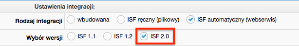 button ISF 2.0 - Wybór wersji ISF