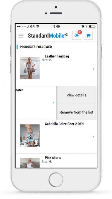 Followed - customers can add products the list of followed products. They may come back to this list and view the details of a product, order it or delete from the list.