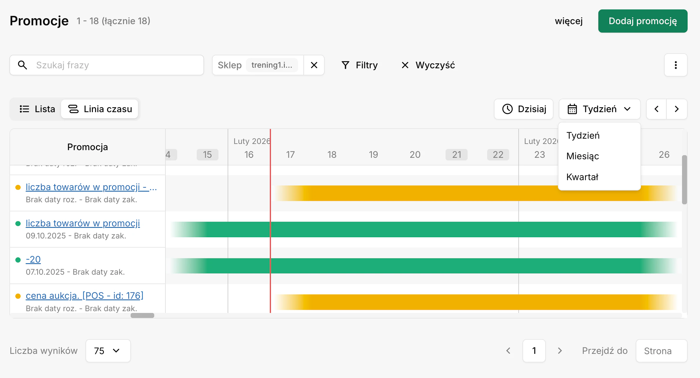 Nowa linia czasu w module promocji