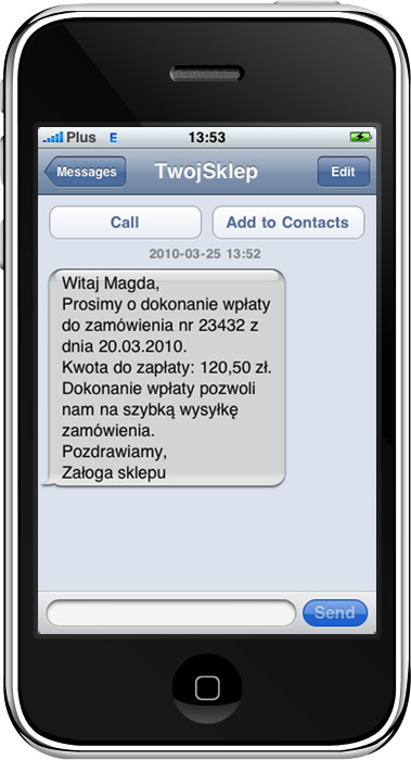 Dzięki automatycznej wysyłce SMSów wprost z panelu, będziesz łatwiej i szybciej kontaktował się z kupującymi