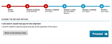 Step 3 - selection of a return method